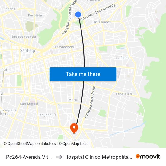 Pc264-Avenida Vitacura / Esq. Alonso De Córdova to Hospital Clínico Metropolitano De La Florida Doctora Eloísa Díaz Insunza map