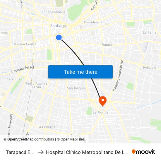 Tarapacá Esq. Arturo Prat to Hospital Clínico Metropolitano De La Florida Doctora Eloísa Díaz Insunza map