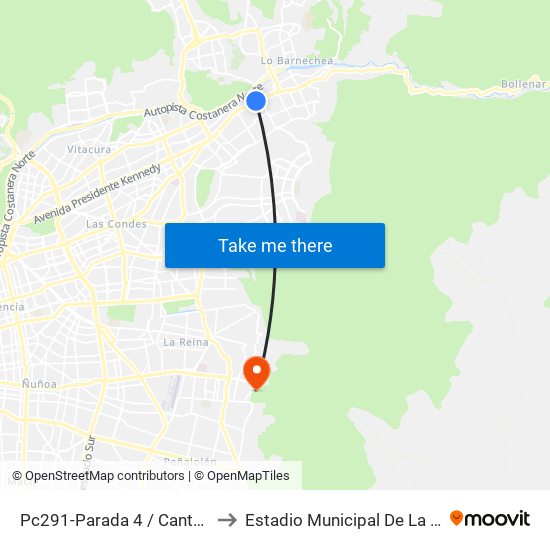 Pc291-Parada 4 / Cantagallo to Estadio Municipal De La Reina map