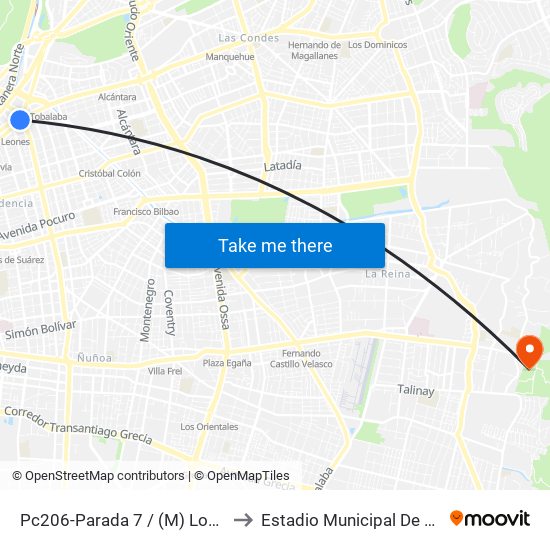 Pc206-Parada 7 / (M) Los Leones to Estadio Municipal De La Reina map