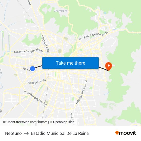 Neptuno to Estadio Municipal De La Reina map