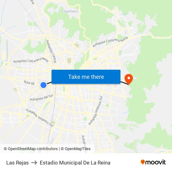 Las Rejas to Estadio Municipal De La Reina map