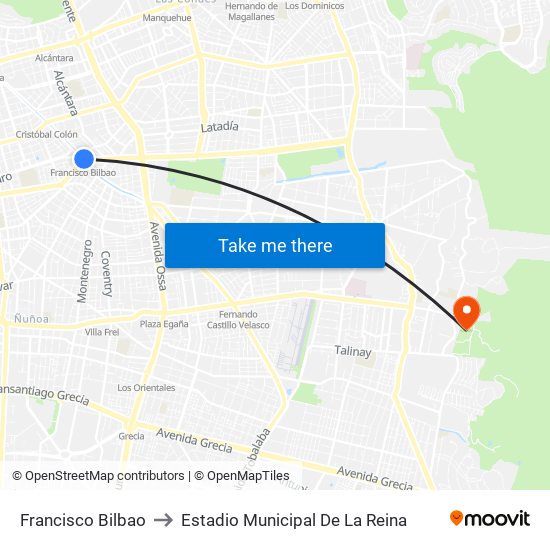 Francisco Bilbao to Estadio Municipal De La Reina map