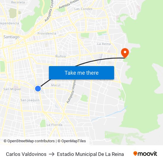 Carlos Valdovinos to Estadio Municipal De La Reina map