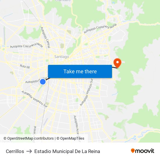 Cerrillos to Estadio Municipal De La Reina map