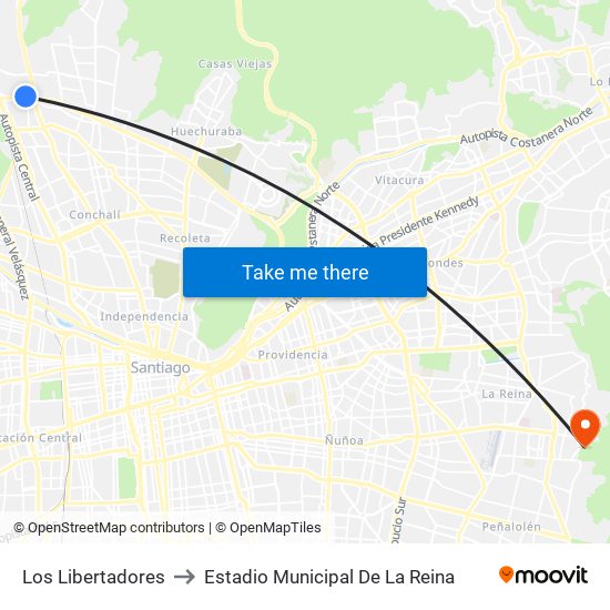 Los Libertadores to Estadio Municipal De La Reina map