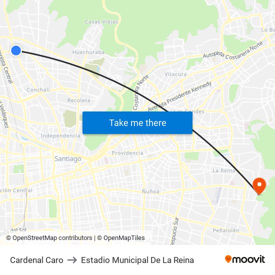 Cardenal Caro to Estadio Municipal De La Reina map