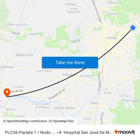 Pc236-Parada 1 / Nudo Estoril to Hospital San José De Melipilla map