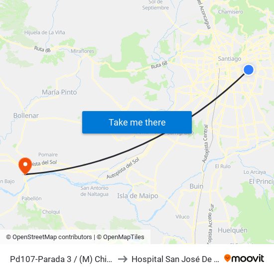 Pd107-Parada 3 / (M) Chile España to Hospital San José De Melipilla map