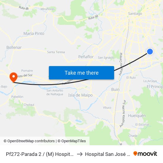 Pf272-Parada 2 / (M) Hospital Sótero Del Río to Hospital San José De Melipilla map