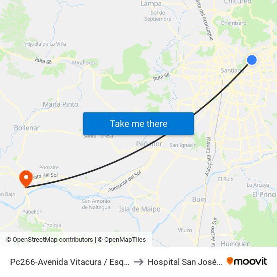 Pc266-Avenida Vitacura / Esq. Nueva Costanera to Hospital San José De Melipilla map