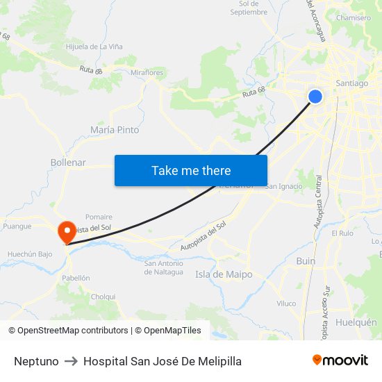 Neptuno to Hospital San José De Melipilla map