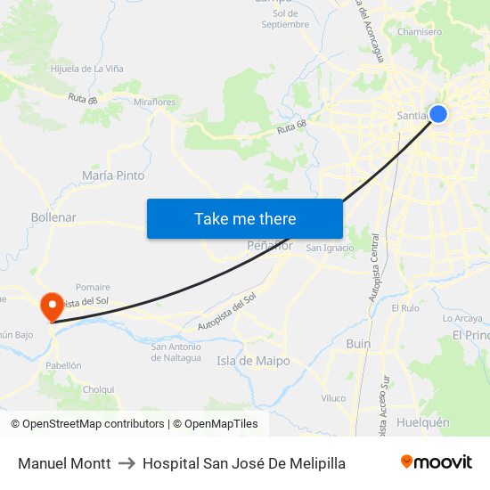 Manuel Montt to Hospital San José De Melipilla map