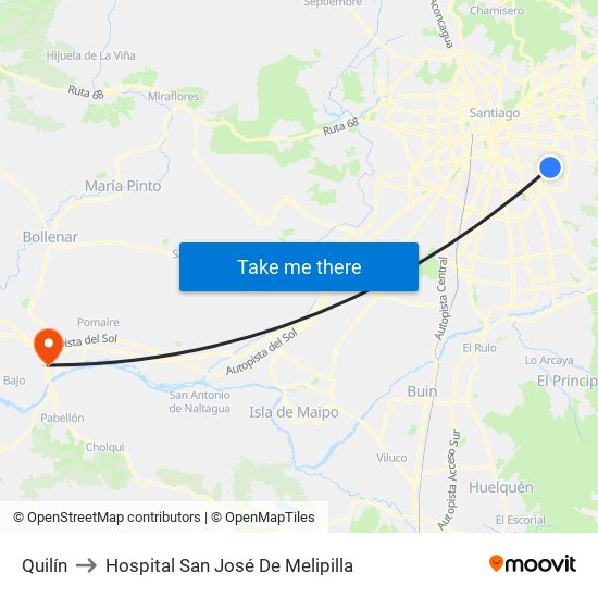 Quilín to Hospital San José De Melipilla map