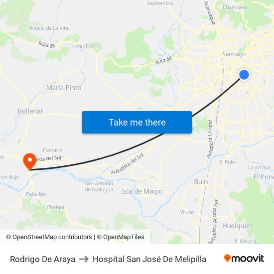 Rodrigo De Araya to Hospital San José De Melipilla map