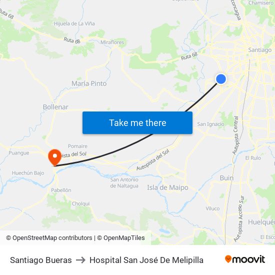 Santiago Bueras to Hospital San José De Melipilla map