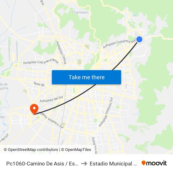 Pc1060-Camino De Asis / Esq. Escrivá De Balaguer to Estadio Municipal Santiago Bueras map