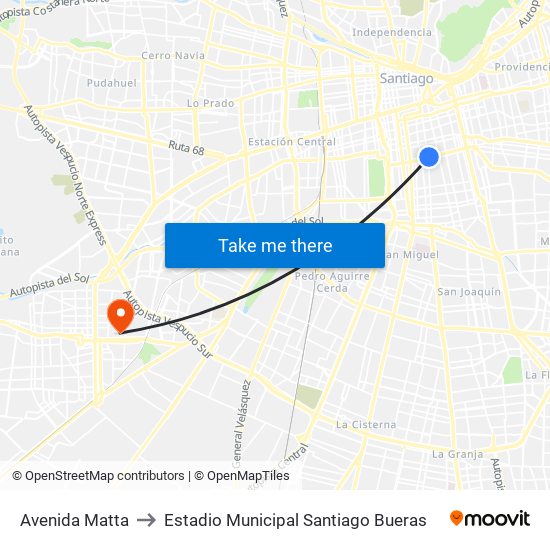 Avenida Matta to Estadio Municipal Santiago Bueras map