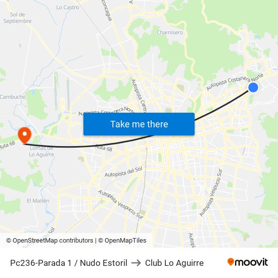 Pc236-Parada 1 / Nudo Estoril to Club Lo Aguirre map