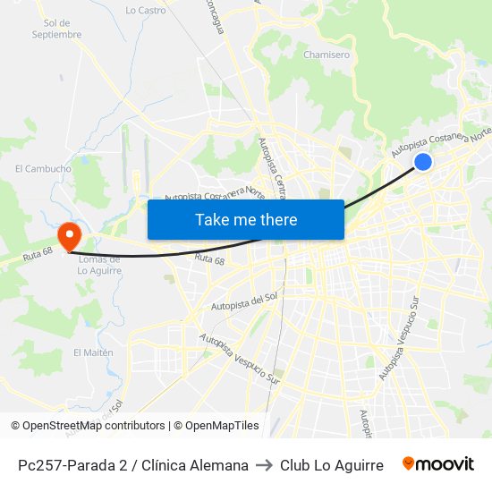 Pc257-Parada 2 / Clínica Alemana to Club Lo Aguirre map