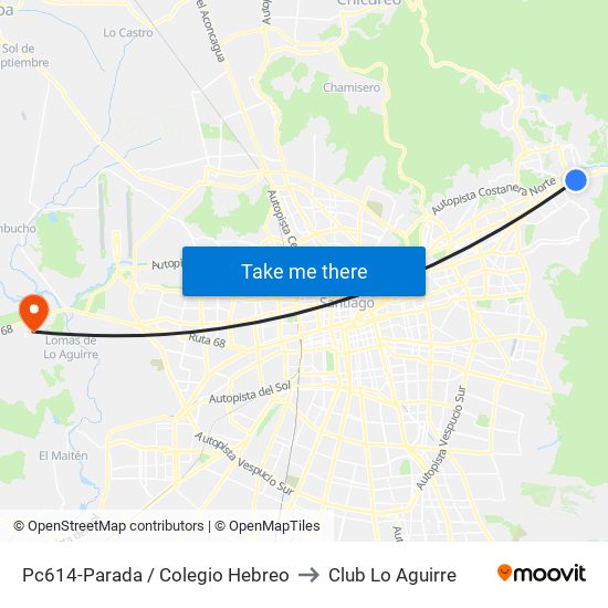 Pc614-Parada / Colegio Hebreo to Club Lo Aguirre map