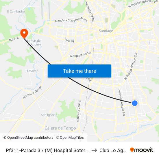 Pf311-Parada 3 / (M) Hospital Sótero Del Río to Club Lo Aguirre map