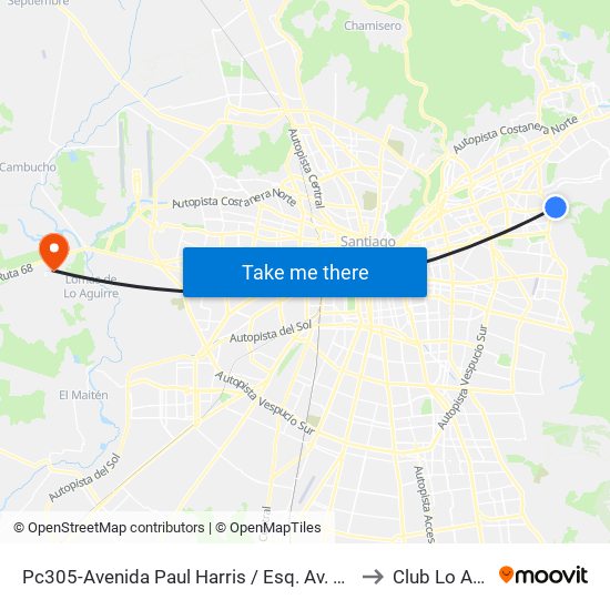 Pc305-Avenida Paul Harris / Esq. Av. Cristóbal Colón to Club Lo Aguirre map
