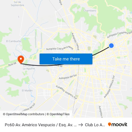 Pc60-Av. Américo Vespucio / Esq. Av. Pdte. Kennedy to Club Lo Aguirre map