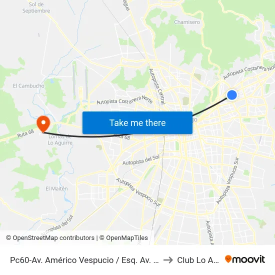 Pc60-Av. Américo Vespucio / Esq. Av. Pdte. Kennedy to Club Lo Aguirre map