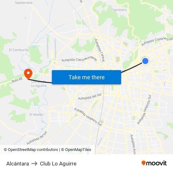 Alcántara to Club Lo Aguirre map