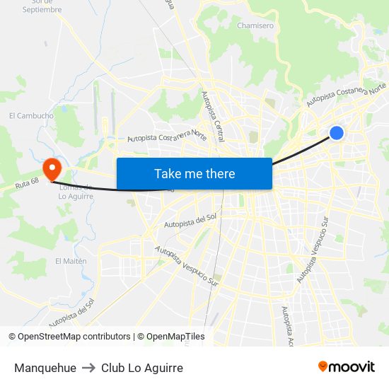 Manquehue to Club Lo Aguirre map