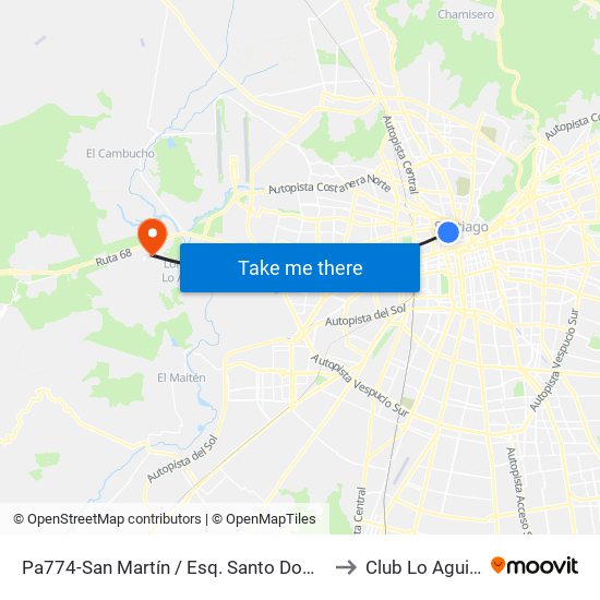 Pa774-San Martín / Esq. Santo Domingo to Club Lo Aguirre map