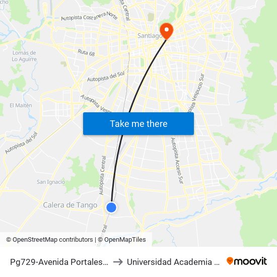 Pg729-Avenida Portales / Esq. Leonardo Da Vinci to Universidad Academia De Humanismo Cristiano map