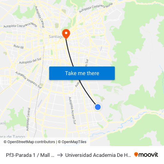 Pf3-Parada 1 / Mall Plaza Tobalaba to Universidad Academia De Humanismo Cristiano map