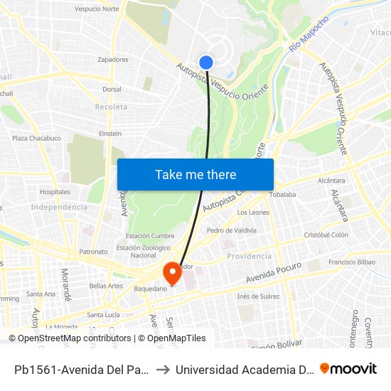 Pb1561-Avenida Del Parque / Esq. Av. Del Valle to Universidad Academia De Humanismo Cristiano map