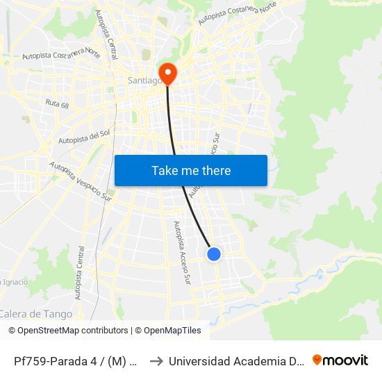 Pf759-Parada 4 / (M) Hospital Sótero Del Río to Universidad Academia De Humanismo Cristiano map