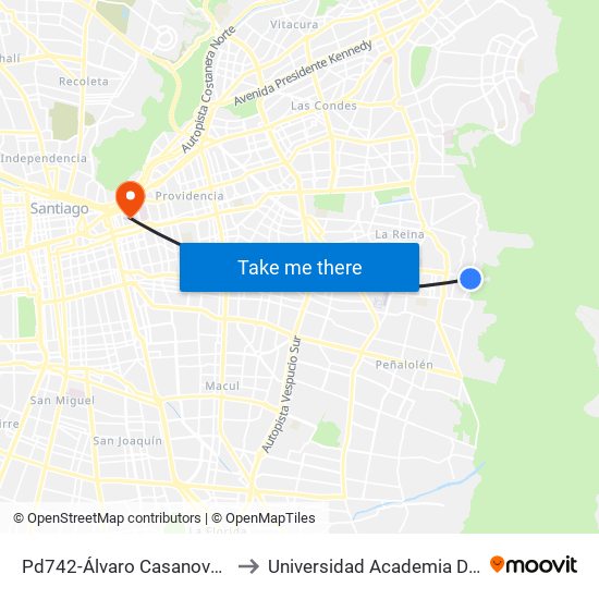 Pd742-Álvaro Casanova / Esq. Avenida Larraín to Universidad Academia De Humanismo Cristiano map