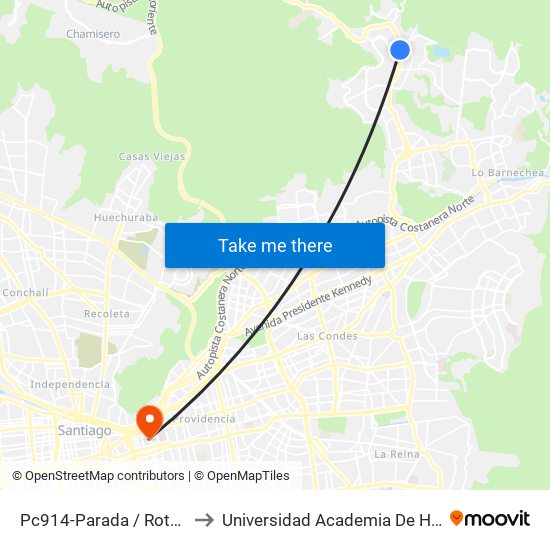 Pc914-Parada / Rotonda Pie Andino to Universidad Academia De Humanismo Cristiano map