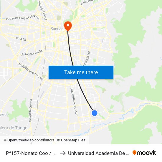 Pf157-Nonato Coo / Esq. Av. San Carlos to Universidad Academia De Humanismo Cristiano map