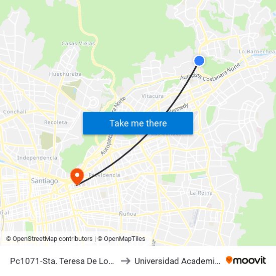 Pc1071-Sta. Teresa De Los Andes / Esq. Raimundo Larraín to Universidad Academia De Humanismo Cristiano map