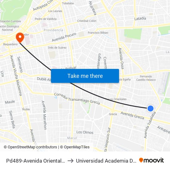 Pd489-Avenida Oriental / Esq. Andrea López Z. to Universidad Academia De Humanismo Cristiano map