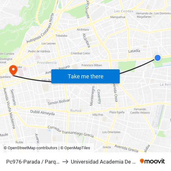 Pc976-Parada / Parque Padre Hurtado to Universidad Academia De Humanismo Cristiano map