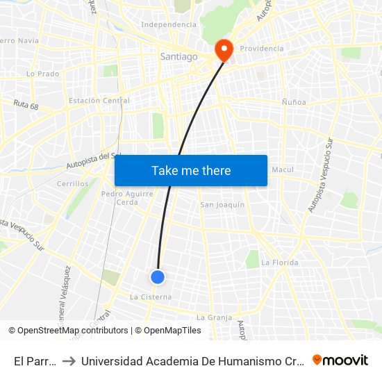 El Parrón to Universidad Academia De Humanismo Cristiano map