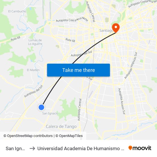 San Ignacio to Universidad Academia De Humanismo Cristiano map