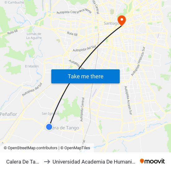 Calera De Tango, 12 to Universidad Academia De Humanismo Cristiano map