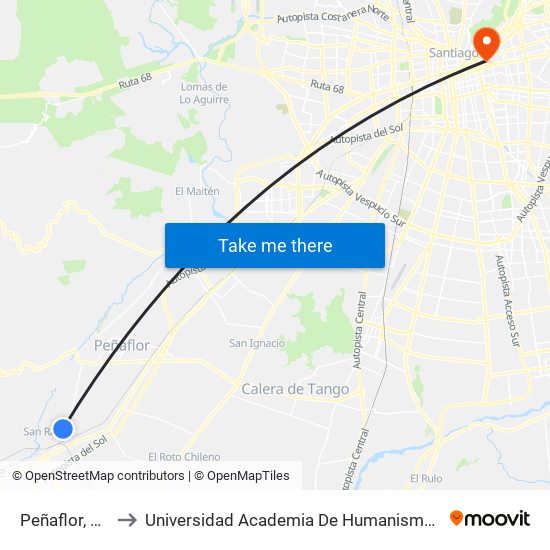 Peñaflor, 2010 to Universidad Academia De Humanismo Cristiano map