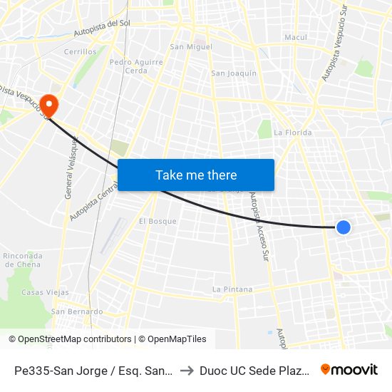 Pe335-San Jorge / Esq. Santa Cecilia to Duoc UC Sede Plaza Oeste map