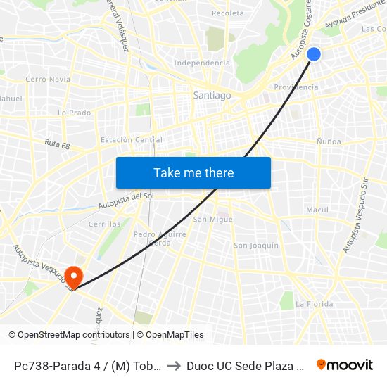 Pc738-Parada 4 / (M) Tobalaba to Duoc UC Sede Plaza Oeste map