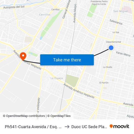 Ph541-Cuarta Avenida / Esq. Gran Avenida to Duoc UC Sede Plaza Oeste map