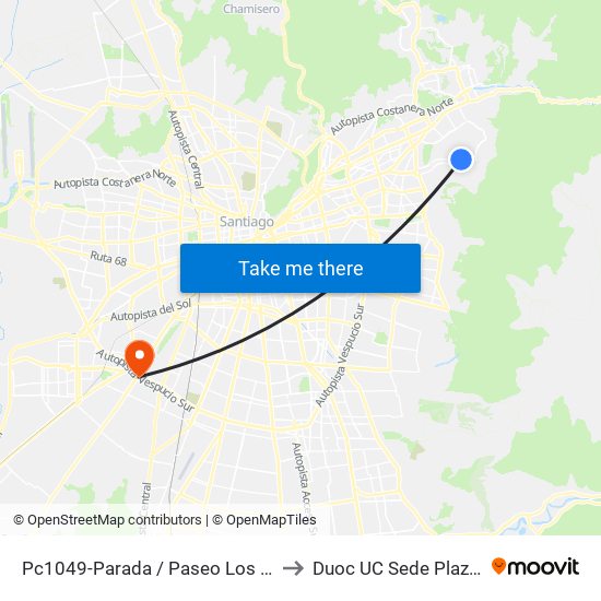 Pc1049-Parada / Paseo Los Dominicos to Duoc UC Sede Plaza Oeste map